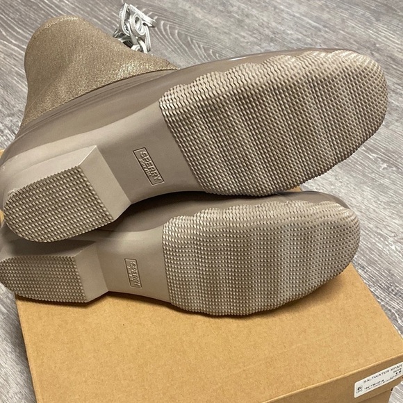 Sperry Saltwater Waterproof Shimmer Dove Duck Booties Rain Snow Boots New in Box - Picture 15 of 17